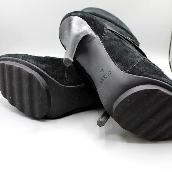 GUESS Lace Up Black Leather Heeled Booties Size 8 - Picture 9 of 10